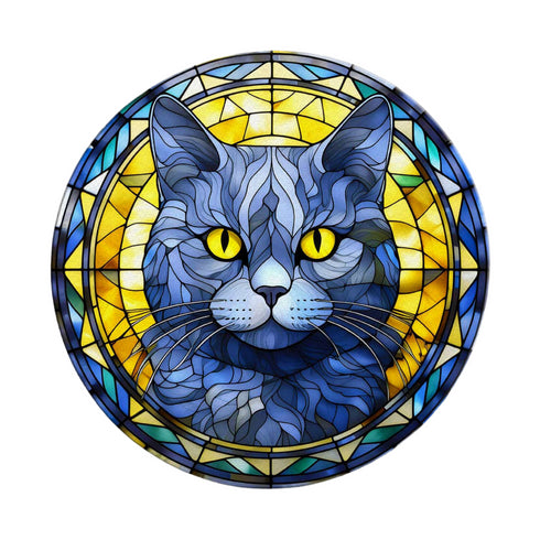 Cat British Shorthair Glass Suncatcher Worktop Saver